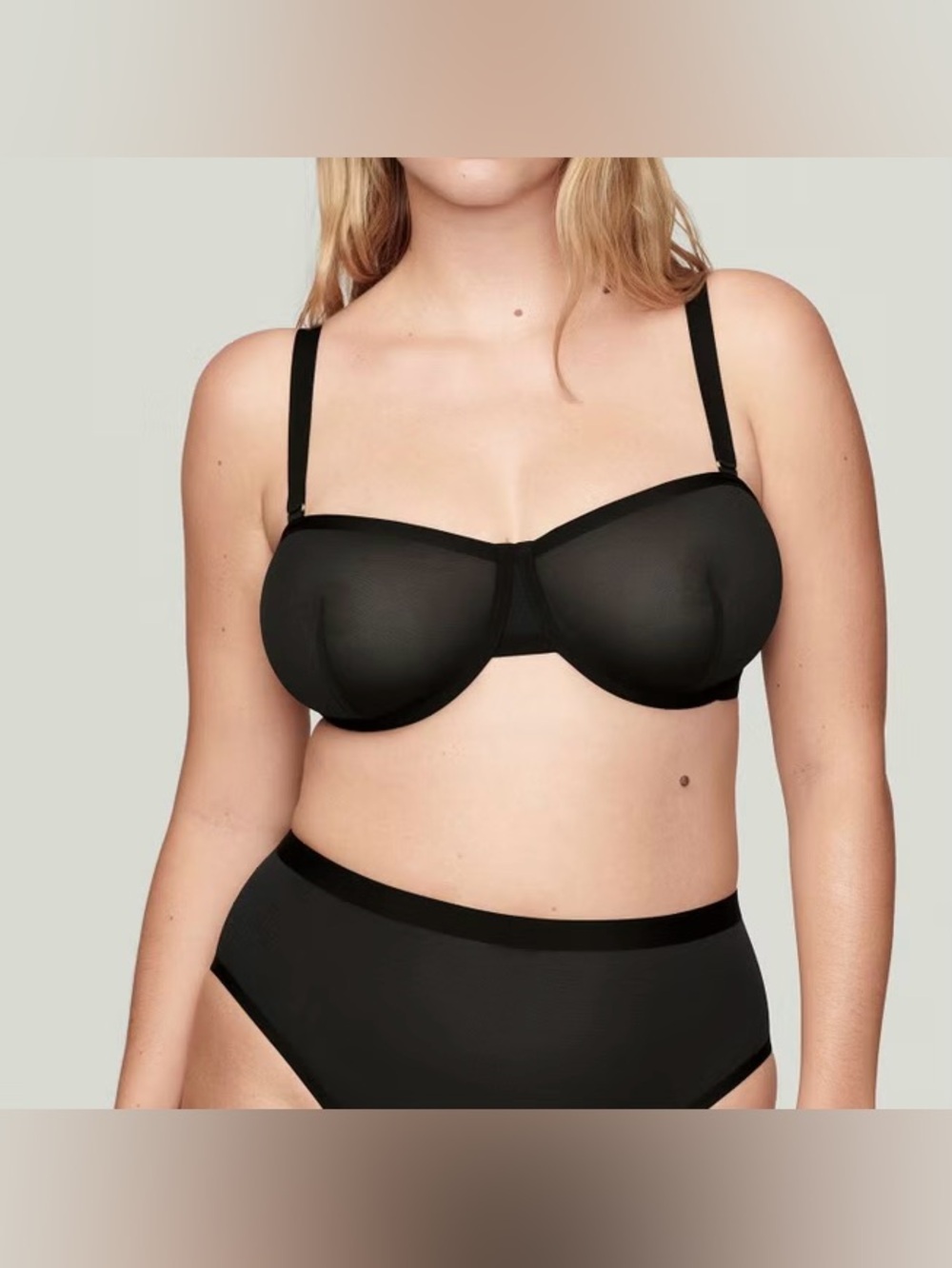 CUUP The Balconette Black Mesh Underwire Sheer Bra Size 40F NWT!